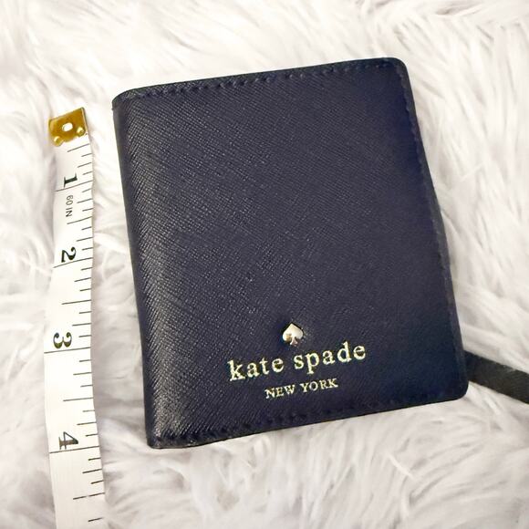 KATE SPADE | Cedar Street Small Stacy Navy Blue Saffiano Leather Bi-fold Wallet - Picture 8 of 10